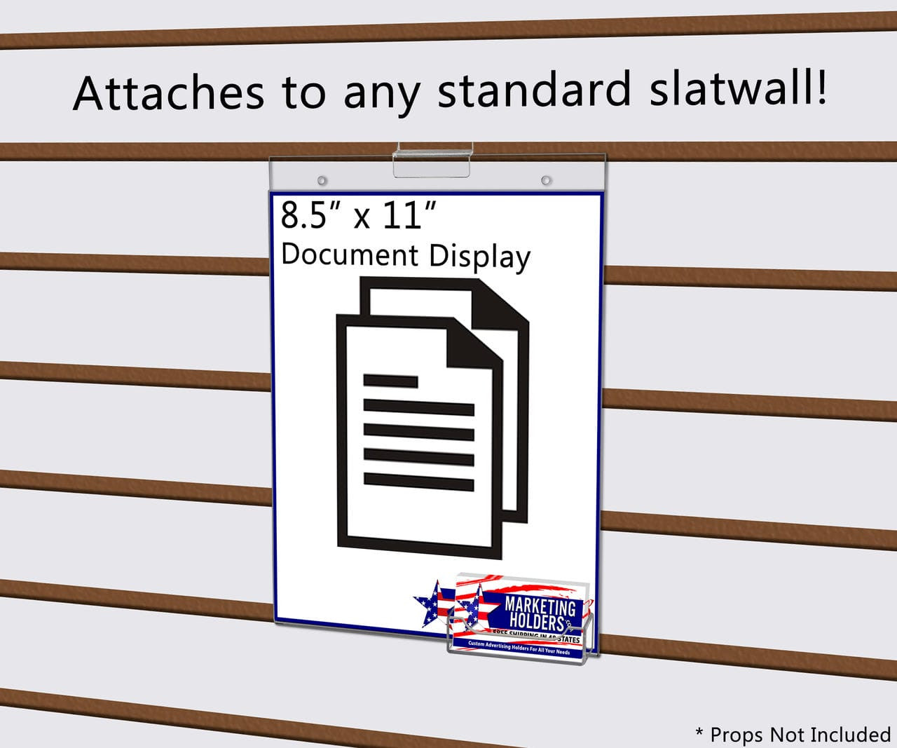 8.5"W x 11"H Slatwall Sign Holder with Business Card Pocket