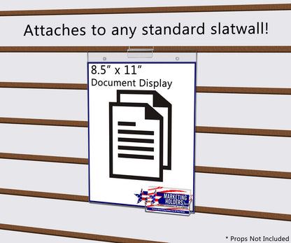 8.5"W x 11"H Slatwall Sign Holder with Business Card Pocket