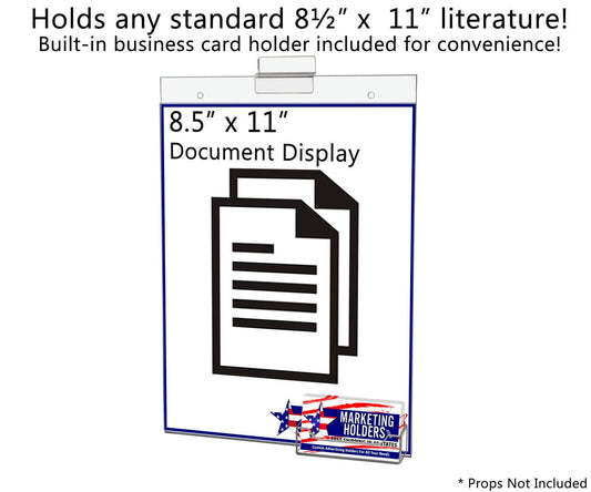 8.5"W x 11"H Slatwall Sign Holder with Business Card Pocket