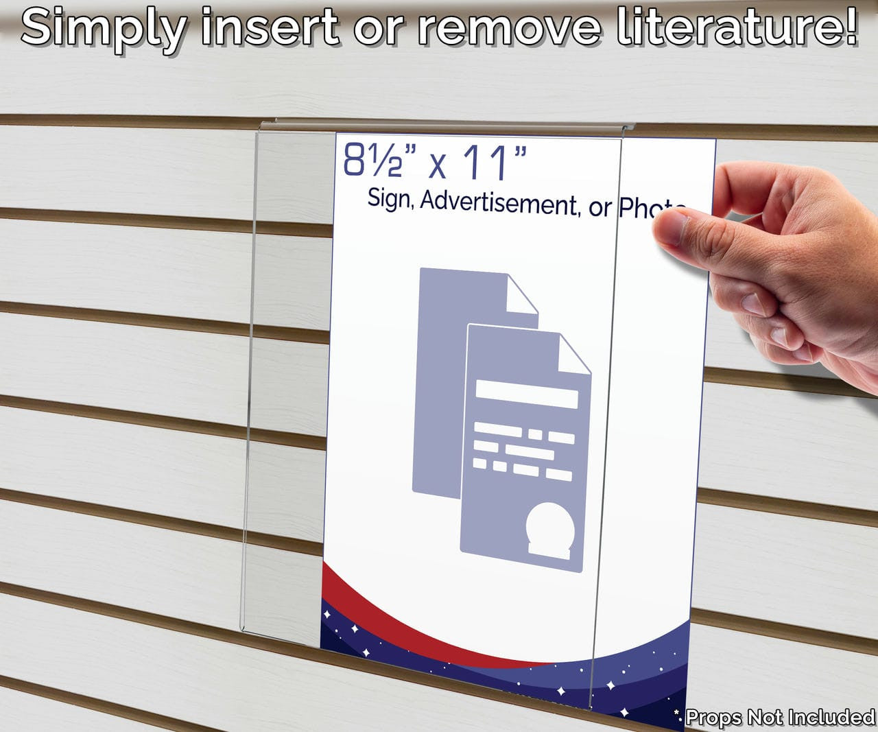 Side Load Store or Office Hours Sign Holder for Slatwall Slat Board Walls