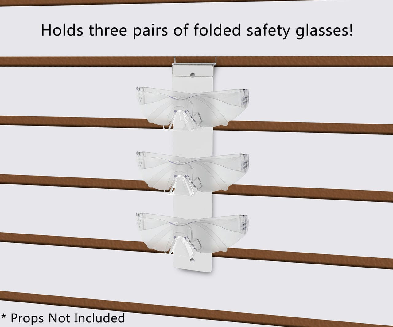 Holds three pairs of folded safety glasses
