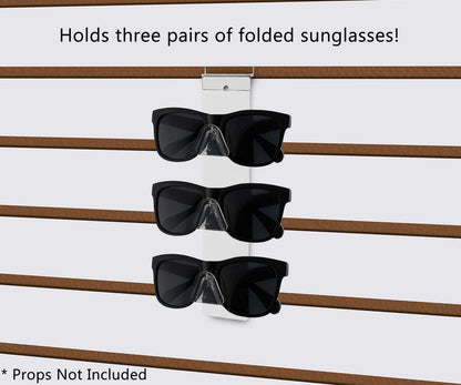 Holds three pairs of folded sunglasses