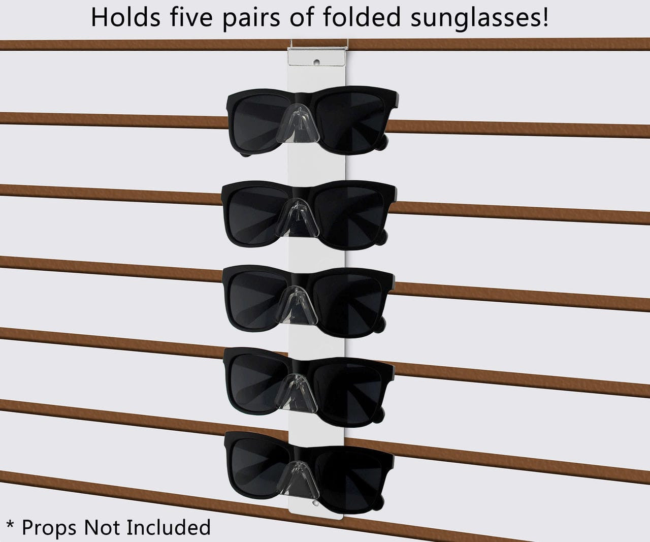 Holds five pairs of folded sunglasses