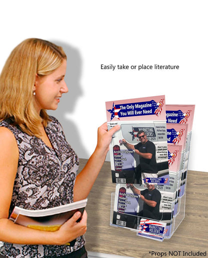 Brochure Holder for Trifolds and Flyers with Business Card Slot