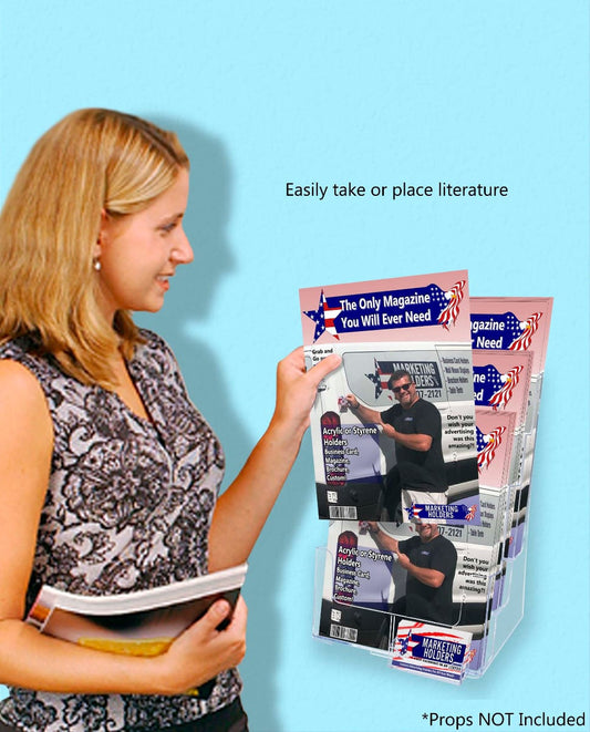 Brochure Holder for Trifolds and Flyers with Business Card Slot