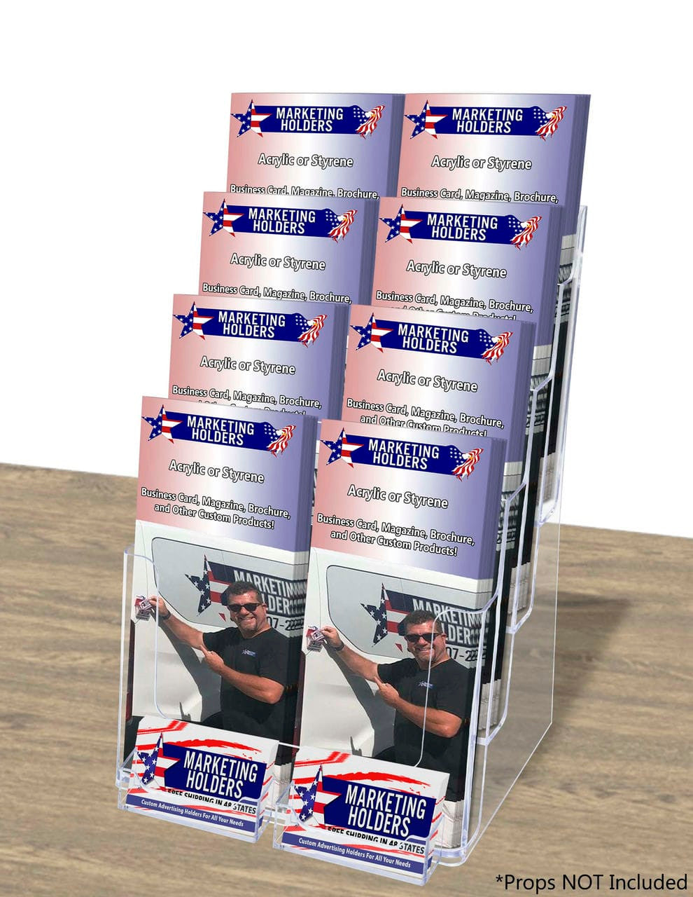 Brochure Holder for Flyers and Trifolds with Business Card Slot