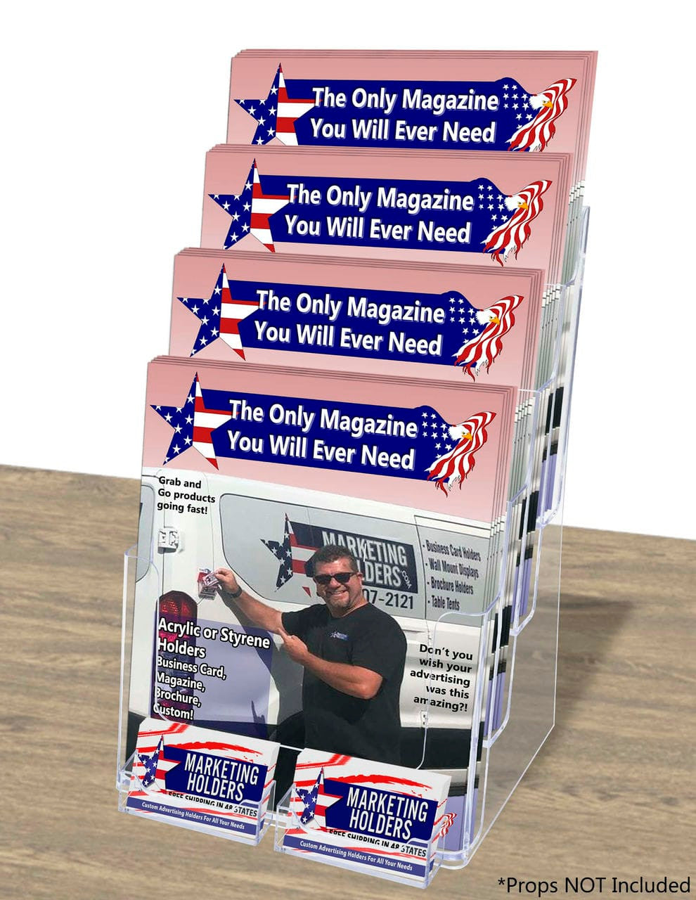 Brochure Holder for Flyers and Trifolds with Business Card Slot