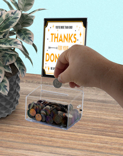 5"W Small Locking Ballot Box with 5" x 7" Sign Holder