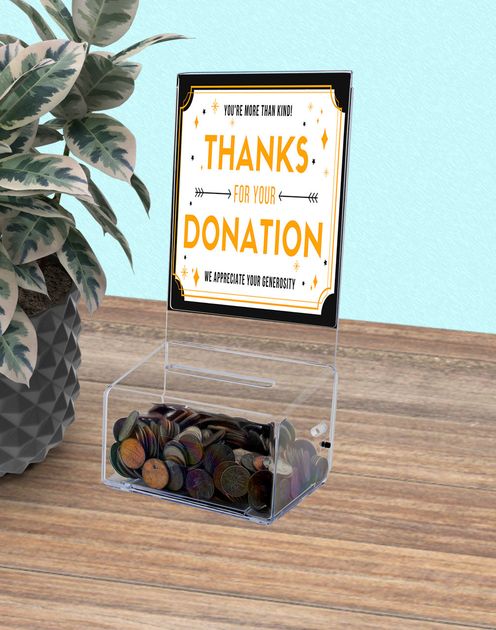 5"W Small Locking Ballot Box with 5" x 7" Sign Holder