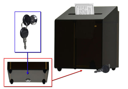 6.5"W Locking Fundraiser Ballot Box Smoke Colored Acrylic