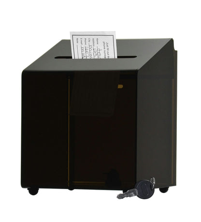 Six and a Half Inches Wide Counter Top Lock on Back Ballot Box Smoke raffle in the slot
