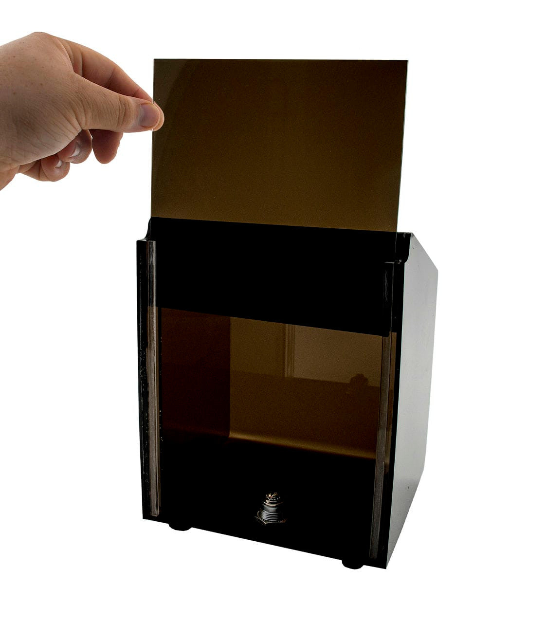Six and a Half Inches Wide Counter Top Lock on Back Ballot Box Smoke Door Action