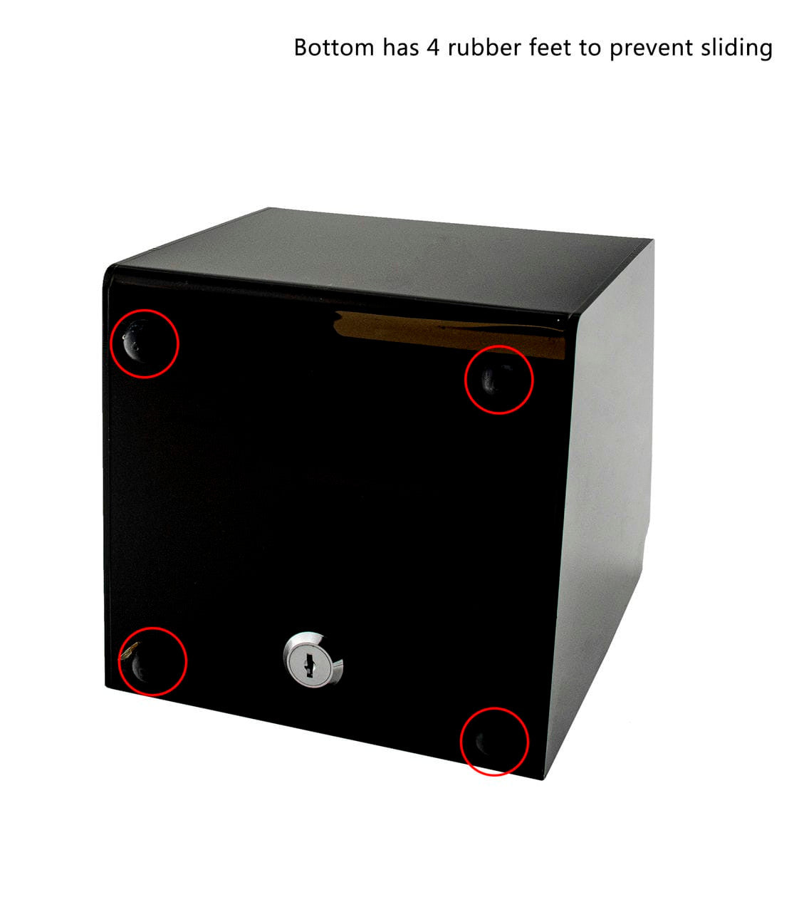 Six and a Half Inches Wide Bottom has Four rubber feet to prevent sliding