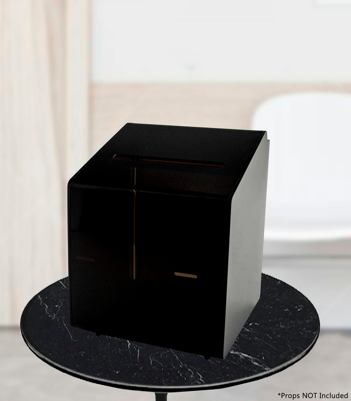 Six and a Half Inches Wide Counter Top Lock on Back Ballot Box Smoke on a pedestal