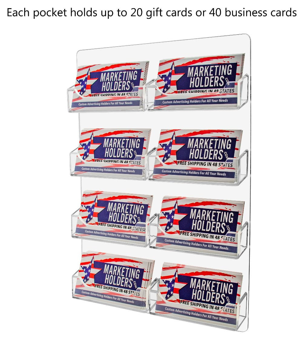 Eight Pockets Wall Mount Business Card Rack Holder Vertical Hanging full of business cards