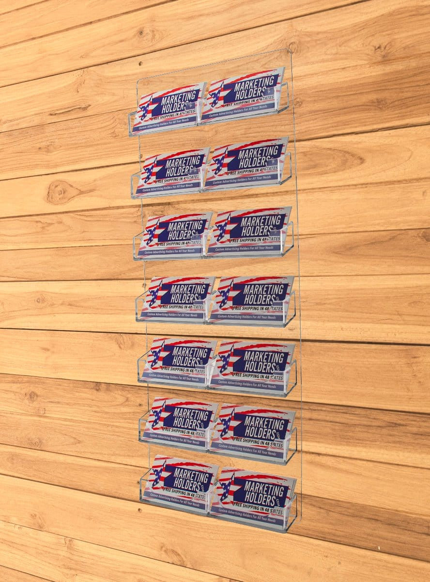 Fourteen Pocket Gift Business Card Holder Organizer Wall Mount filled with business cards