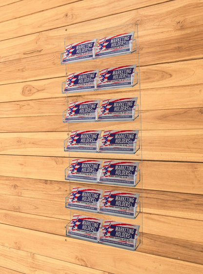 Fourteen Pocket Gift Business Card Holder Organizer Wall Mount filled with business cards