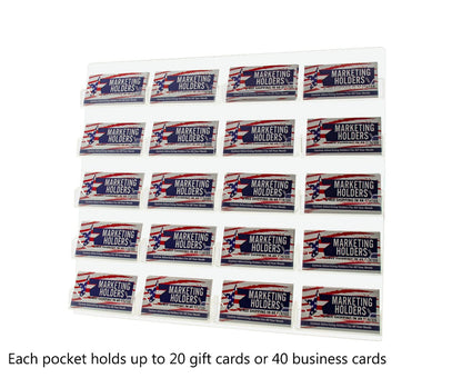 Twenty Pocket Wall Business Card Holder Hanging Rack Membership Cards full of business cards with text