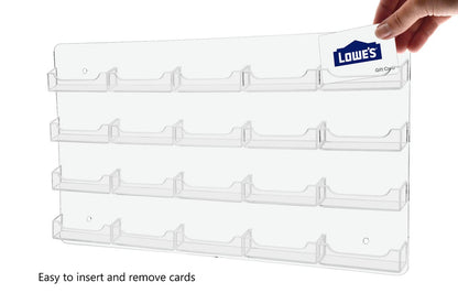 Twenty Pocket Wall Hanging Business Card Holder Organization with a hand