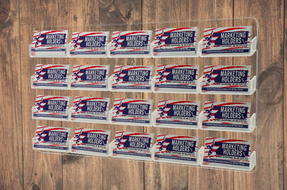 Twenty Pocket Wall Hanging Business Card Holder Organization on a wall with business cards