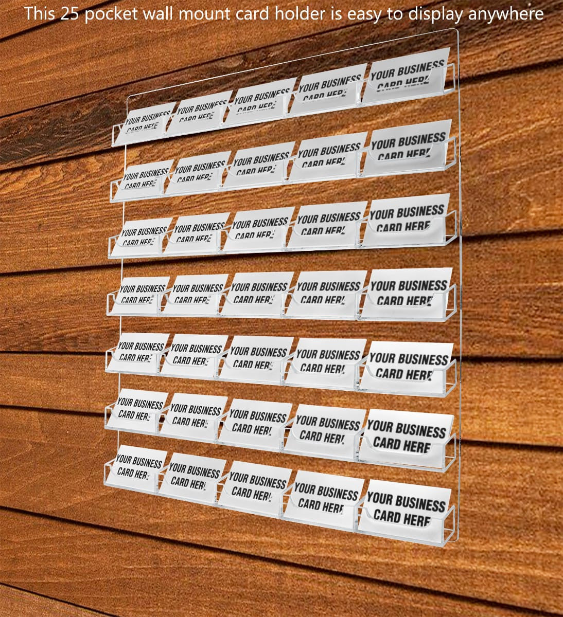 Thirty Five  Pocket Wall Business Card Holder Organization Membership Cards with business cards on a wall