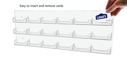 Eighteen Pocket Wall Business VIP Card Rack Holder Horizontal Hanging with text and a business card