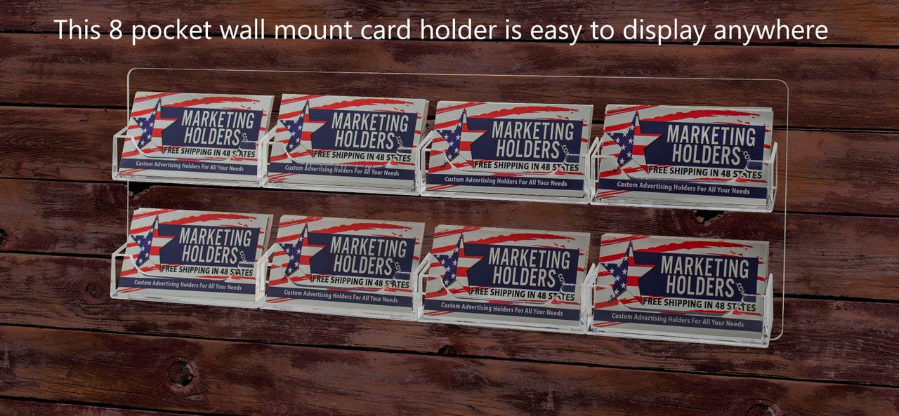 This Eight pocket wall mount card holder is easy to display anywhere