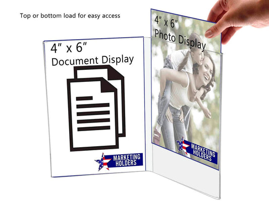 4"W x 6"H Sign Holder Double Panel Book Style Frame Table Tent