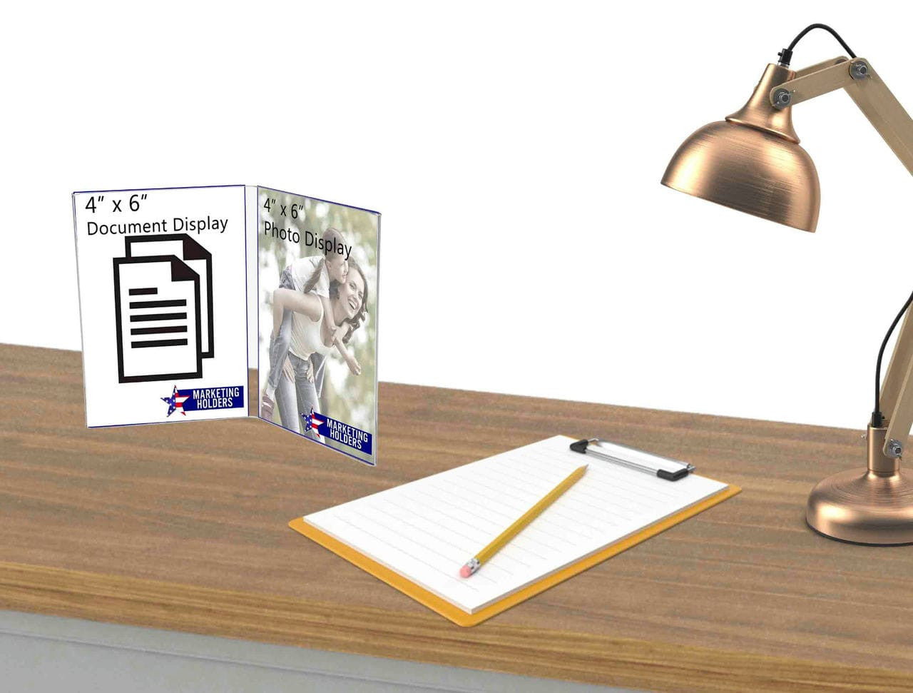 4"W x 6"H Sign Holder Double Panel Book Style Frame Table Tent