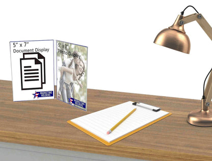 5"W x 7"H Double Panel Table Tent Sign Holder Book Style Frame