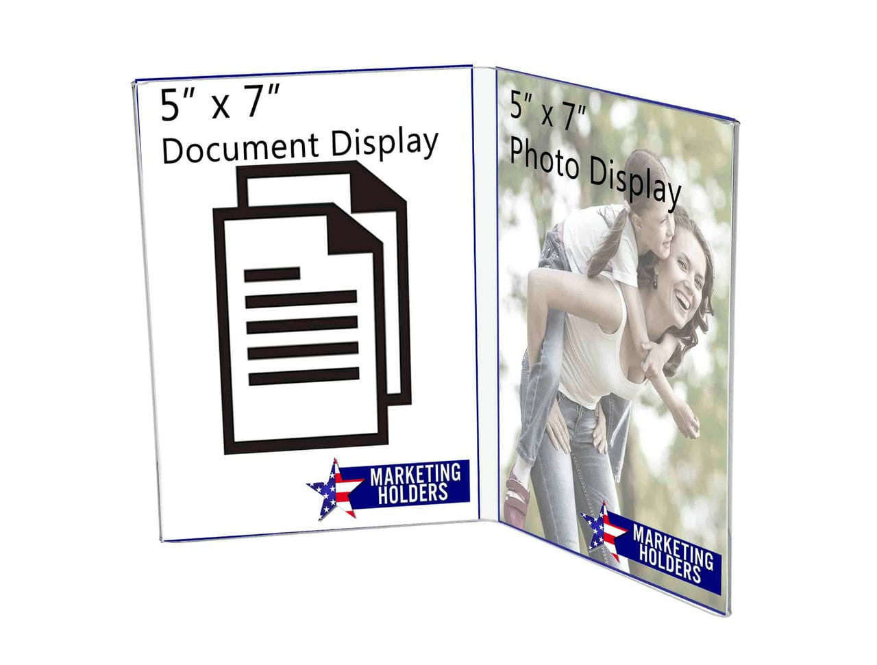 5"W x 7"H Double Panel Table Tent Sign Holder Book Style Frame