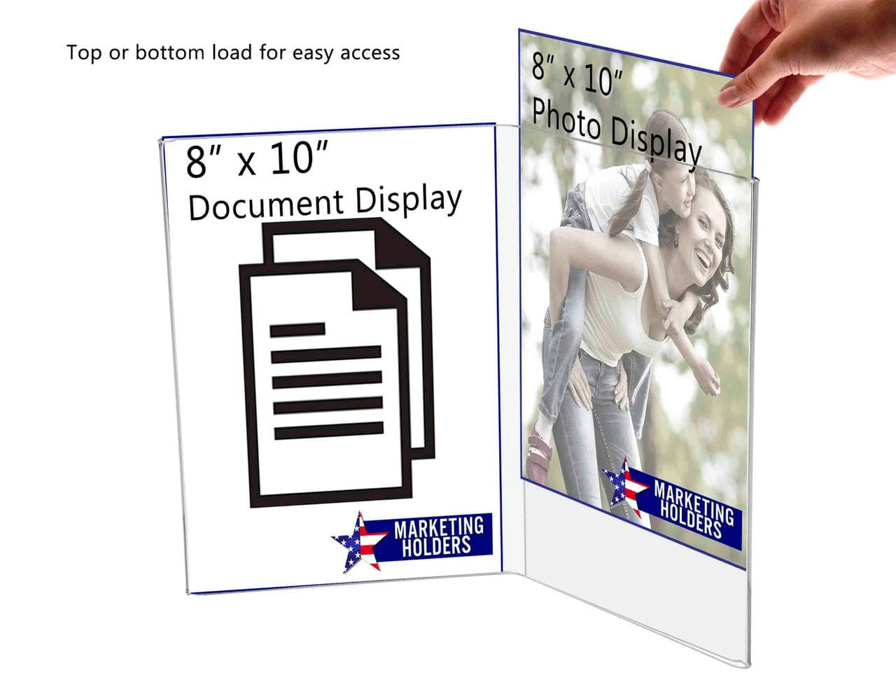 8"W x 10"H Sign Holder Double Panel Book Style Frame Table Tent