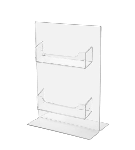 Two Pocket Business Card Holder Sign Insert Display Stand