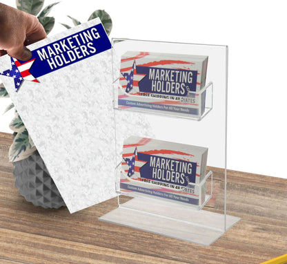 2 Pocket Business Card Holder 5"W x 7"H Sign Insert Display Stand