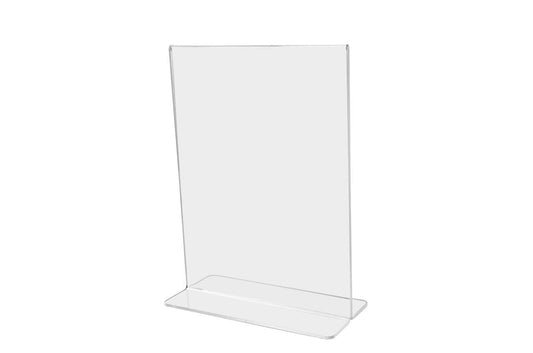 Eight Inch Wide Sign Frame Bottom Loading Double Sided Clear Acrylic Countertop Tabletop Holder