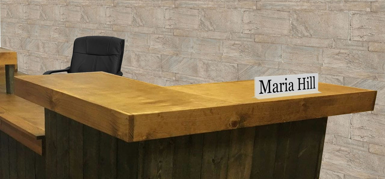 Eight Inch Wide Sign Frame Bottom Load Double Sided Clear Acrylic Countertop Tabletop Holder on Desk