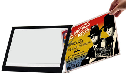 Sign Holder Ad Frame Display Stand Slant Back Clear with Black Border Acrylic Action