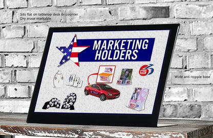 Eight and A Half Inch High Sign Holder Ad Frame Display Stand Slant Back Clear with Black Border Acrylic