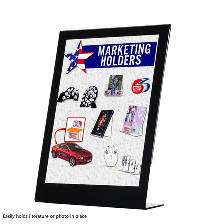 Sign Holder Ad Frame Display Stand Slant Back Clear with Black Border Acrylic