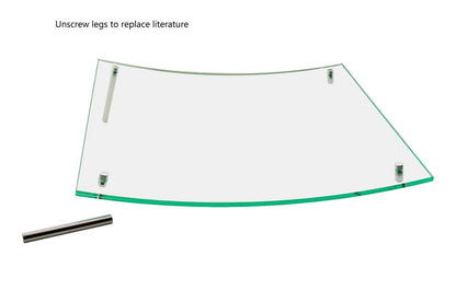 Eight and a half inch wide by Eleven Inch High Curved Green Edged Sign Holder Made for Vertical Unscrew legs to replace literature