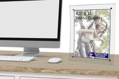 8.5"W x 11"H Sign Holder Curved Green Edged Picture Display