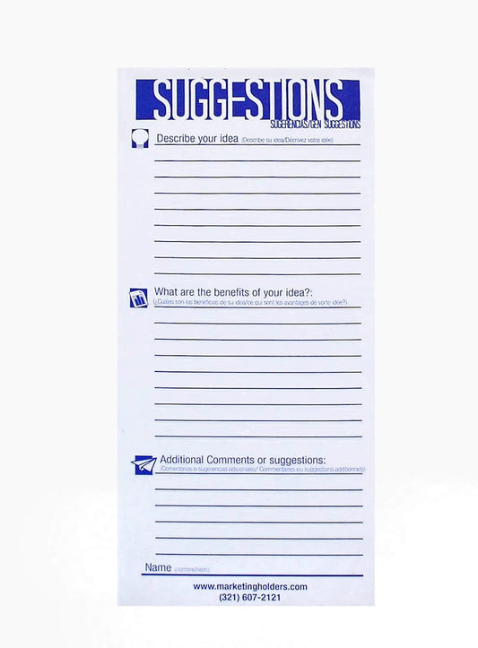 3.5"W Blank Suggestion Forms 25 Per Pad Ballot Box Dark Blue