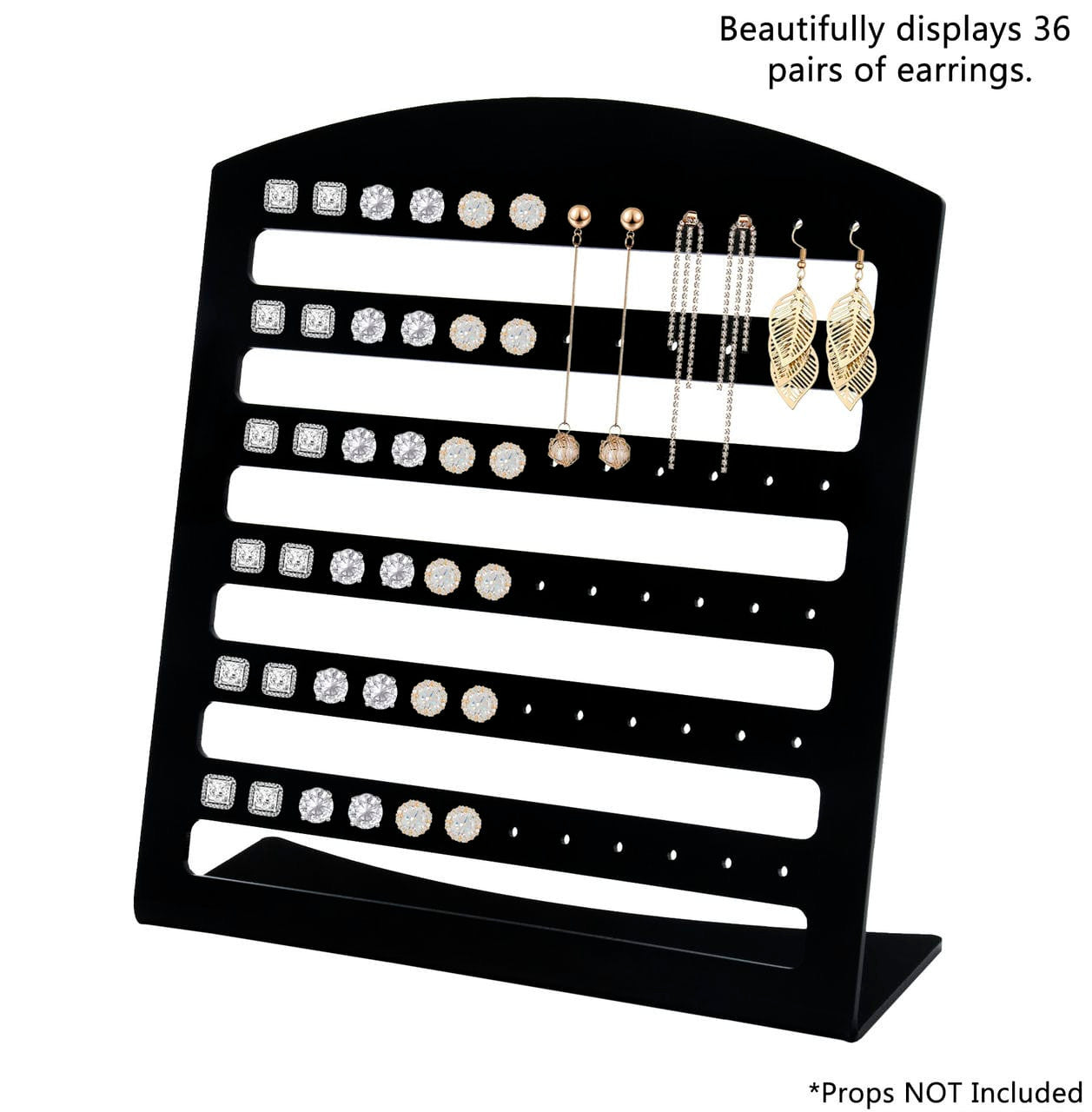 Seven Inch High Earring Jewelry Display Showcase Display Stand Black Thirty Six Pair With Earrings Studs