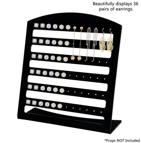 Seven Inch High Earring Jewelry Display Showcase Display Stand Black Thirty Six Pair With Earrings Studs