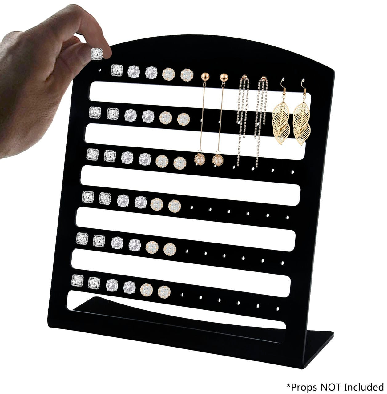 Seven Inch High Earring Jewelry Display Showcase Display Stand Black Thirty Six Pair With Hand