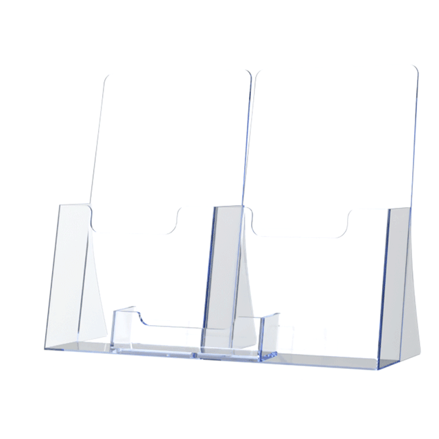 Two Pocket Brochure Stand for 4.25"W Trifolds with Card Pocket