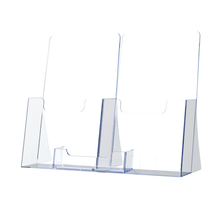 Two Pocket Brochure Stand for 4.25"W Trifolds with Card Pocket