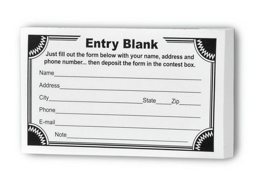 5" Blank Contest Entry Forms 100 Sheets Per Pad With Fancy Border