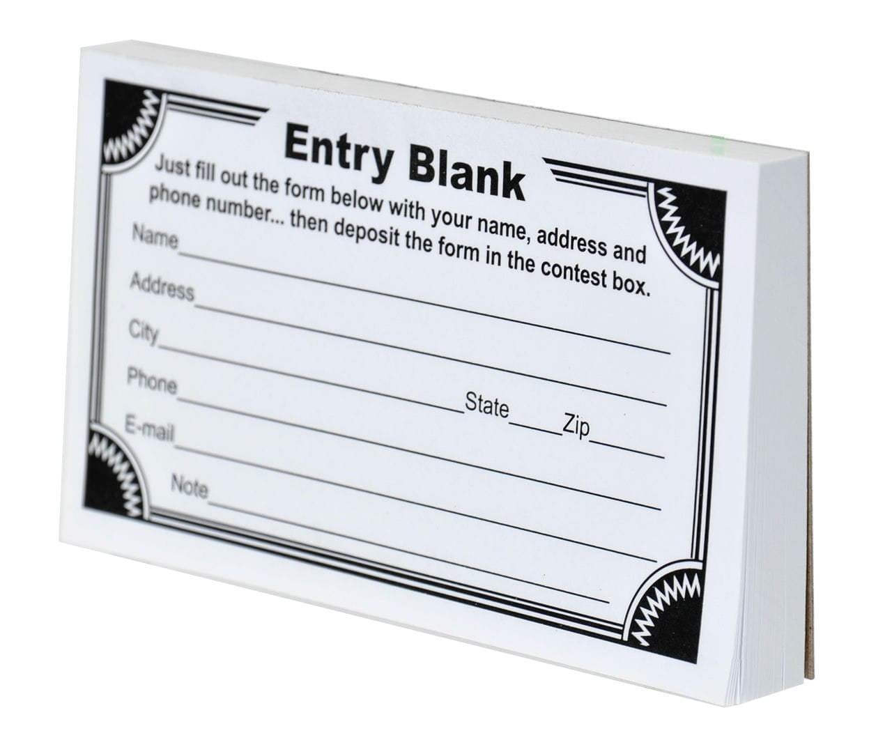 5" Blank Contest Entry Forms 100 Sheets Per Pad With Fancy Border