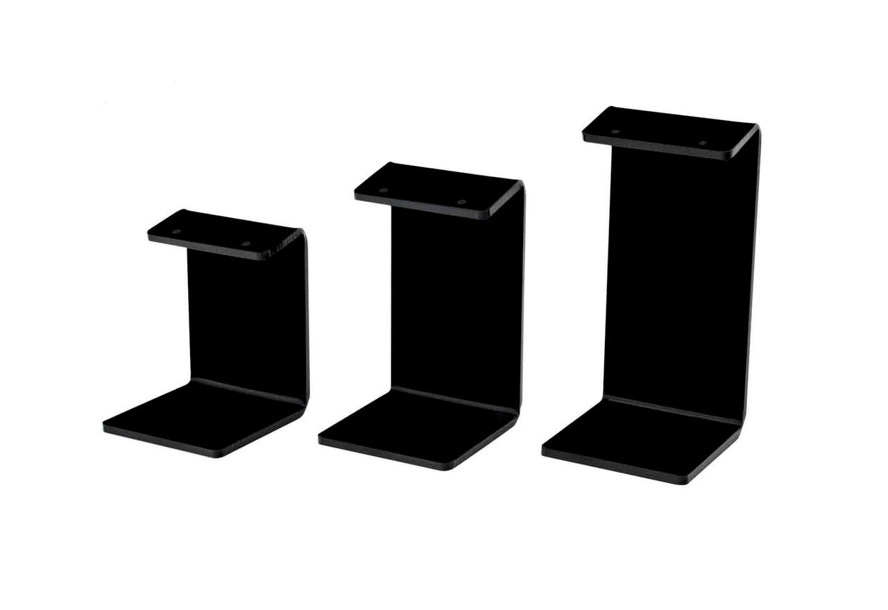 Set of Three Earring Display Platform Stands Small Medium Large in Black